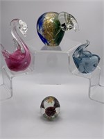 4pc Art Glass Paperweight Collection
