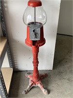 Vintage Red Iron Gumball Machine