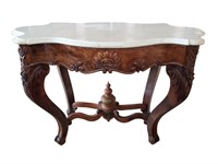 Antique Rococo Revival Marble Top Center Table