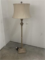 High-End Tan Wooden & Marble-Like Lamp