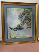 Crystal Keller Blue Hummingbird Framed Art