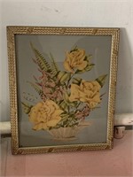 Vintage Framed Floral Wall Art