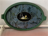 Vintage Art Nouveau Glass Top Serenade Tray