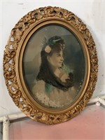 Large Antique Framed Victorian Portrait
