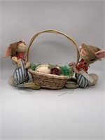 Vintage Annalee Bunnies & Basket w/ Eggs