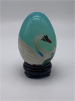 Painted Swan Egg w/ Display Stand