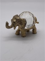 Gold Gilt & Cut Crystal Elephant Paperweight