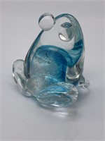 Teal Blue Controlled Bubble Frog Paperweight