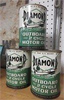 3 Diamond Outboard Motor Oil Cans