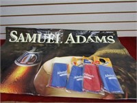 Samuel Adams Banner sign. And corn hole bags.