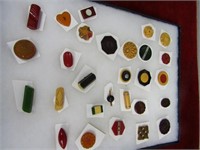 Antique Buttons in showcase. Bakelite and more.