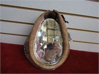 Small leather collar mirror. 8.5" by 10"