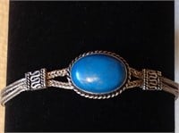 Sterling Silver Bali Style and Turquoise Bracelet