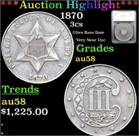 *Highlight* 1870 3cs Graded au58