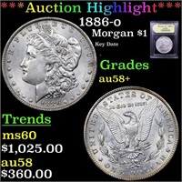*Highlight* 1886-o Morgan $1 Graded Choice AU/BU S