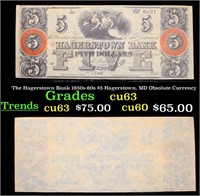 The Hagerstown Bank 1850s-60s $5 Hagerstown, MD Ob