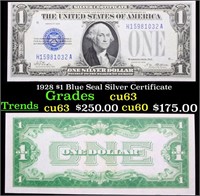 1928 $1 Blue Seal Silver Certificate Grades Select