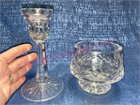 Waterford Crystal candlestick & bowl (chip)