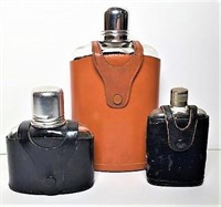 Flasks in Cases - Lot of Three