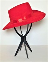 Red Cowboy Hat with Plastic Hat Stand