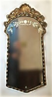 Antique Beveled and Etched Wall Mirror