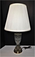 Pressed Glass Lamp with Pleated Shade