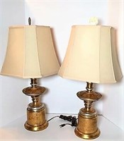Pair of Ceramic Lamps with Gold Finish