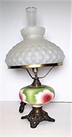 Converted Oil Lamp with Quilted Pattern
