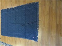 BLUE THROW RUG WITH FRINGE 46"X66"