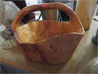 HANDMADE WOOD BASKET WITH CRACK