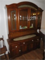 CHINA CABINET WITH GLASS DOORS, LIGHTED