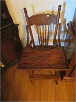 VINTAGE WOOD AND WICKER HIGH CHAIR