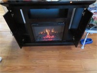 WOOD ELECTRIC FIREPLACE UNIT WITH FLAMES
