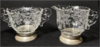 Victorian Etched Cream And Sugar Set