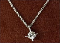 14kt white gold necklace w diamond 16in necklace