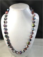 Mille Fiori Art Glass Beaded necklace 24 in long