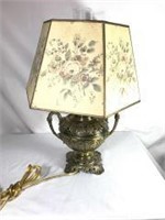 Victorian converted Oil Lamp w Paper Shade