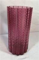 Ruby Ridged Glass Vase 9.5 x 5