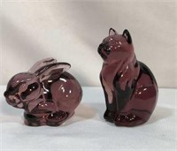 Art Glass Rabbit and Cat