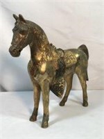 Metal Horse statue 10in tall 11 in long