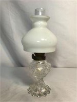 Victorian Glass Oil Lamp w  Milk Glass Shade