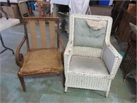 2 Chairs, 1 Wicker Needs Work 1 Frame Needs