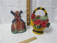 2 Carnival Chalk Flower Basket & Windmill (Chips)