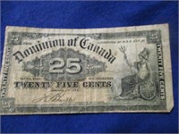 1900 DOMINION OF CANADA 25 CENT PAPER NOTE