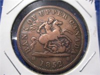 1852 BANK OF UPPER CANADA PENNY TOKEN