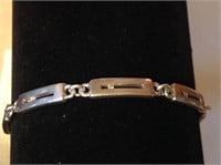 Sterling Rectangular Link Tiny Diamonds Bracelet