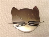 Sterling Silver Beau Cat Head Brooch