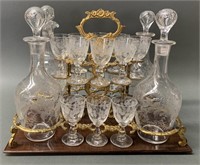 Stunning Etched Glass Liqueur Set