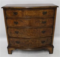 Burl & Bow Front 4-Drawer Chest - 12" x 31" x 33"