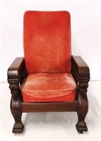 Vintage Oak Heavily Carved Morris Chair